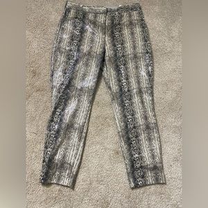 Snakeskin print leather pants